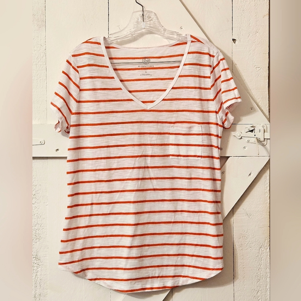 Red and White Short Sleeved Tee